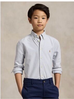 Ralph Lauren Light Blue & White Striped Button-Down Shirt